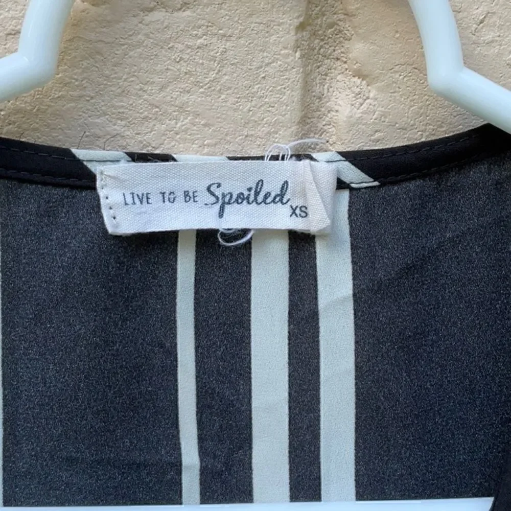 Take 50% OFF- Live To Be Spoiled Black&White 2pc Croptop & Pant, Size-XS